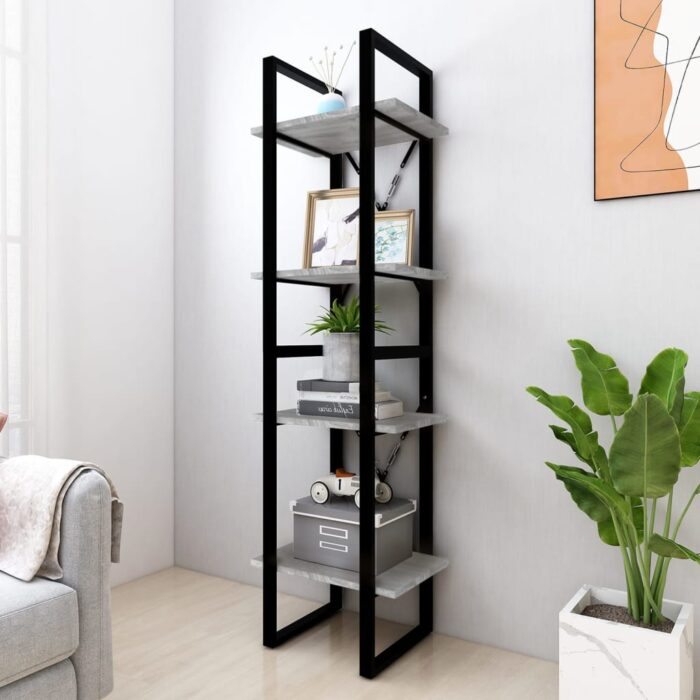 Bibliothèque 4 niveaux Sonoma gris 40x30x140 cm Bois – Image 1