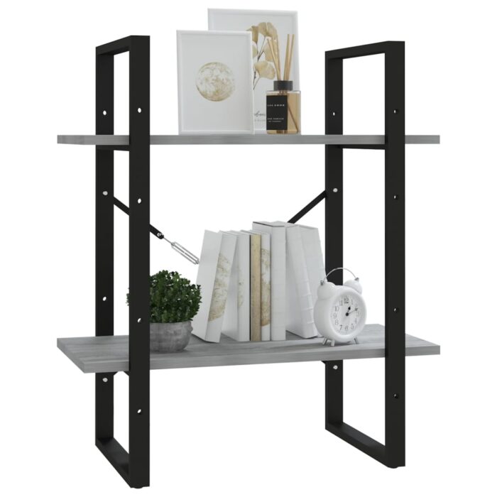 Bibliothèque 2 niveaux Sonoma gris 60x30x70cm Bois d'ingénierie – Image 2