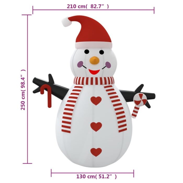 Bonhomme de neige gonflable avec LED 250 cm – Image 10