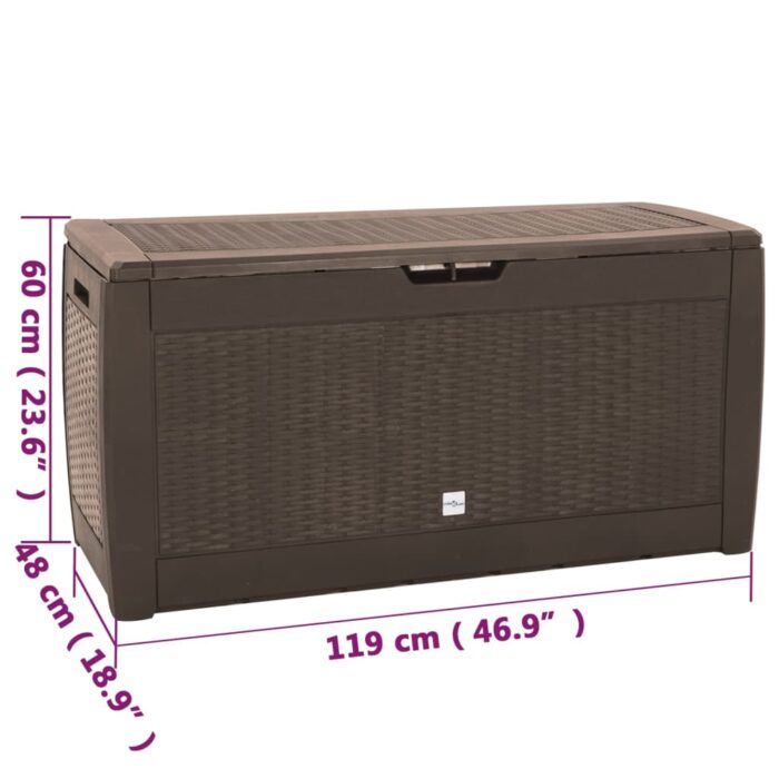 Boîte de stockage de jardin Marron 119x48x60 cm Polypropylène – Image 7