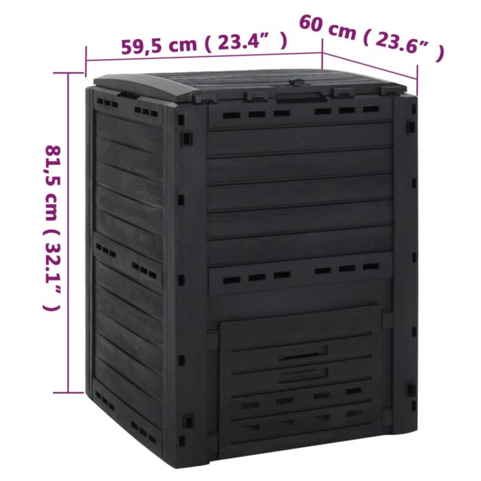 Composteur de jardin Noir 280 L Polypropylène – Image 7