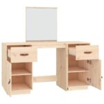 Ensemble de coiffeuse avec miroir Bois de pin solide – Image 5