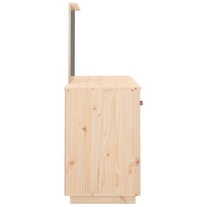 Ensemble de coiffeuse avec miroir Bois de pin solide – Image 6