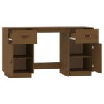 Bureau avec armoires Marron miel 135x50x75cm Bois massif de pin – Image 4