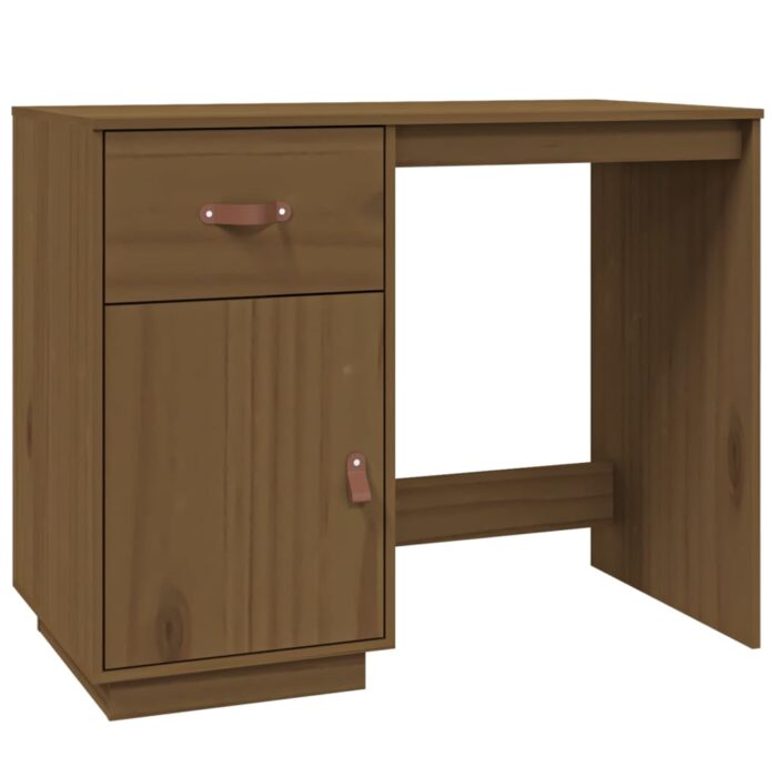 Bureau avec armoires Marron miel 135x50x75cm Bois massif de pin – Image 5