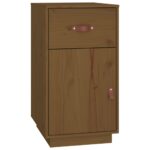 Bureau avec armoires Marron miel 135x50x75cm Bois massif de pin – Image 6