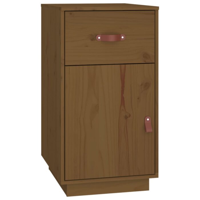 Bureau avec armoires Marron miel 135x50x75cm Bois massif de pin – Image 6