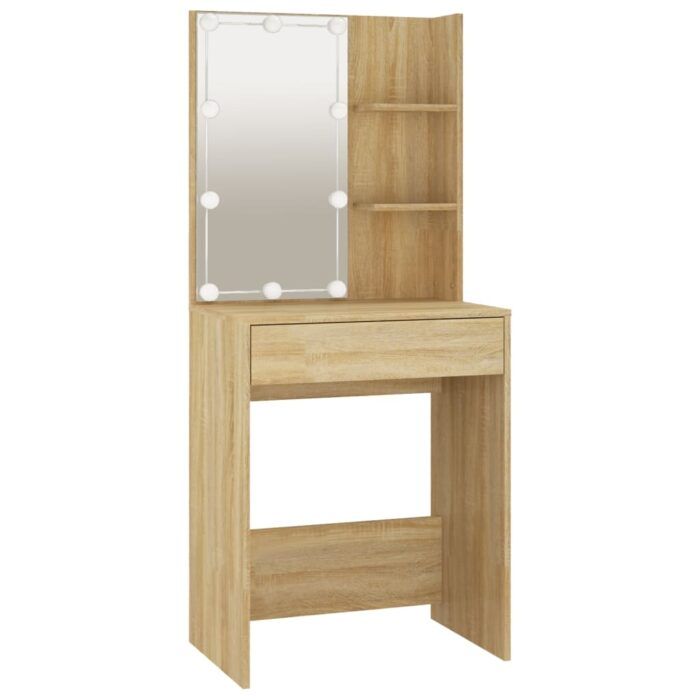 Ensemble de coiffeuse avec LED Chêne Sonoma Bois d'ingénierie – Image 6