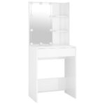 Ensemble de coiffeuse avec LED Blanc brillant Bois d'ingénierie – Image 6