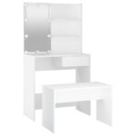 Ensemble de coiffeuse avec LED Blanc Bois d'ingénierie – Image 11