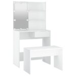 Ensemble de coiffeuse avec LED Blanc Bois d'ingénierie – Image 4