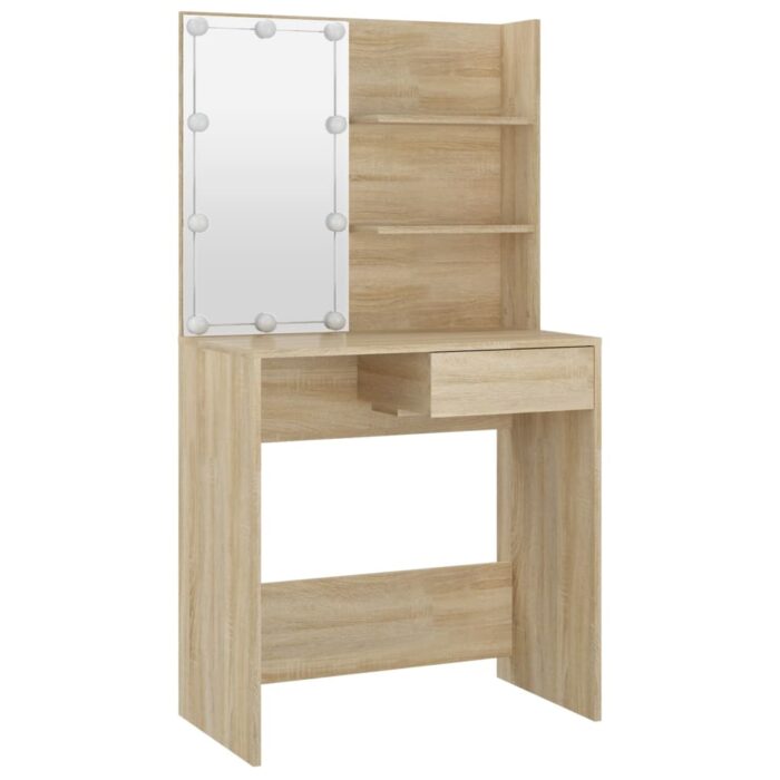 Ensemble de coiffeuse avec LED Chêne Sonoma Bois d'ingénierie – Image 6