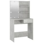 Ensemble de coiffeuse avec LED Gris béton Bois d'ingénierie – Image 6