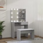 Ensemble de coiffeuse avec LED Sonoma gris Bois d'ingénierie – Image 2