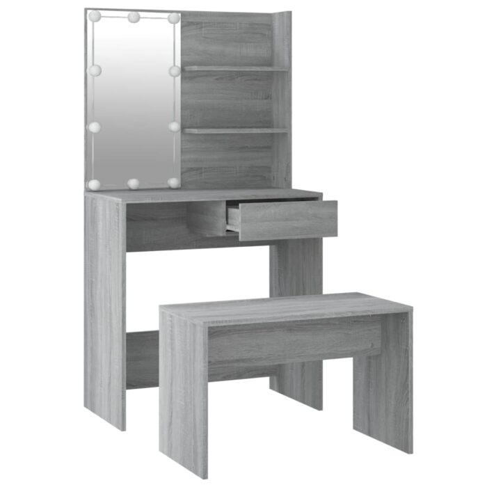 Ensemble de coiffeuse avec LED Sonoma gris Bois d'ingénierie – Image 5