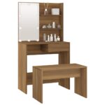 Ensemble de coiffeuse avec LED Chêne marron Bois d'ingénierie – Image 3