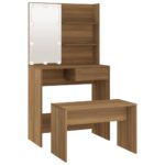 Ensemble de coiffeuse avec LED Chêne marron Bois d'ingénierie – Image 4
