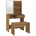 Ensemble de coiffeuse avec LED Chêne marron Bois d'ingénierie – Image 5