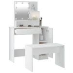 Ensemble de coiffeuse avec LED Blanc Bois d'ingénierie – Image 3