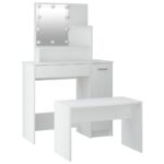 Ensemble de coiffeuse avec LED Blanc Bois d'ingénierie – Image 4