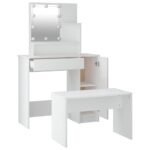 Ensemble de coiffeuse avec LED Blanc Bois d'ingénierie – Image 5
