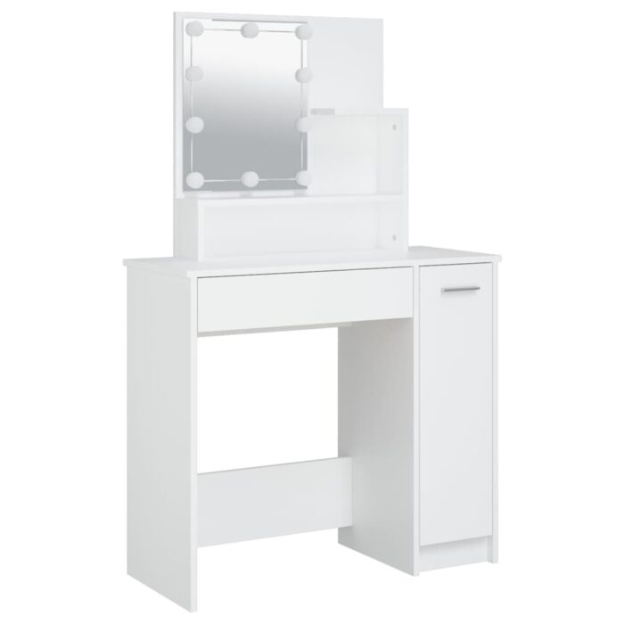 Ensemble de coiffeuse avec LED Blanc Bois d'ingénierie – Image 6