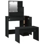 Ensemble de coiffeuse avec LED Noir Bois d'ingénierie – Image 5