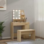 Ensemble de coiffeuse avec LED Chêne sonoma Bois d'ingénierie – Image 2