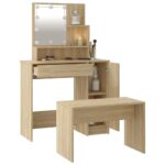 Ensemble de coiffeuse avec LED Chêne sonoma Bois d'ingénierie – Image 3