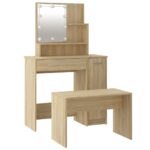 Ensemble de coiffeuse avec LED Chêne sonoma Bois d'ingénierie – Image 4
