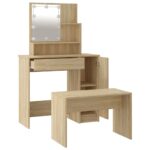 Ensemble de coiffeuse avec LED Chêne sonoma Bois d'ingénierie – Image 5