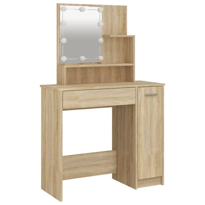Ensemble de coiffeuse avec LED Chêne sonoma Bois d'ingénierie – Image 6