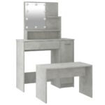 Ensemble de coiffeuse avec LED Gris béton Bois d'ingénierie – Image 4