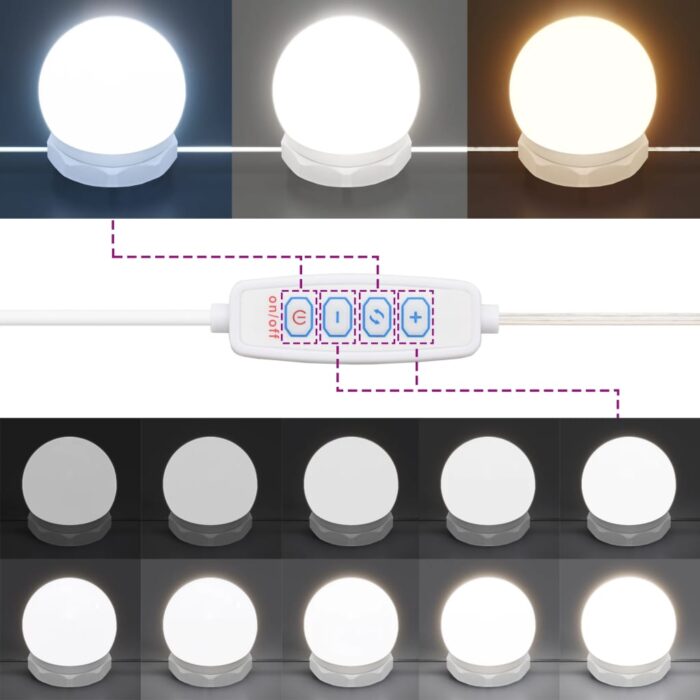 Ensemble de coiffeuse avec LED Noir Bois d'ingénierie – Image 12