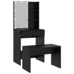 Ensemble de coiffeuse avec LED Noir Bois d'ingénierie – Image 4