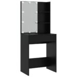 Ensemble de coiffeuse avec LED Noir Bois d'ingénierie – Image 5