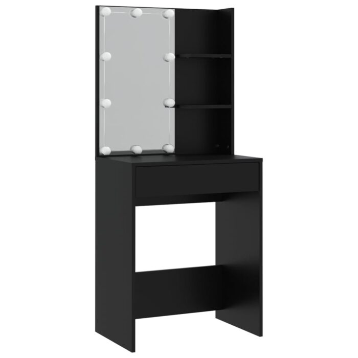 Ensemble de coiffeuse avec LED Noir Bois d'ingénierie – Image 5