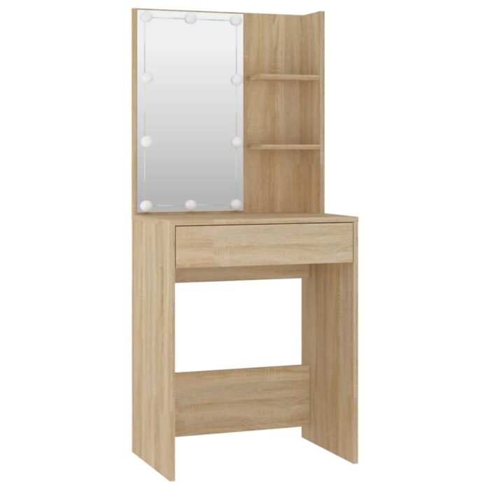Ensemble de coiffeuse avec LED Chêne sonoma Bois d'ingénierie – Image 5