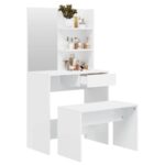 Ensemble de coiffeuse Blanc brillant 74,5x40x141 cm – Image 2