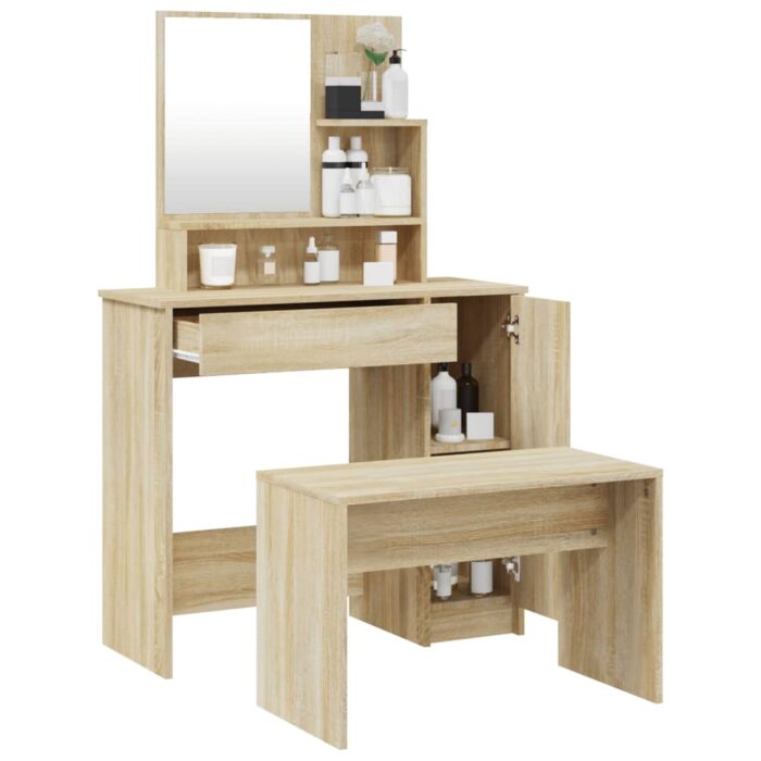 Ensemble de coiffeuse Chêne Sonoma 86,5x35x136 cm – Image 2