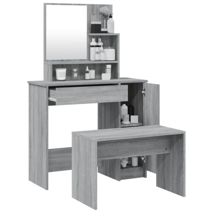 Ensemble de coiffeuse Sonoma gris 86,5x35x136 cm – Image 2