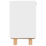 Table de chevet Blanc Bois de pin massif et rotin naturel – Image 4