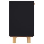 Tables de chevet 2 pcs Noir Bois de pin massif et rotin naturel – Image 5