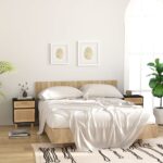 Tables de chevet 2 pcs Noir Bois de pin massif et rotin naturel