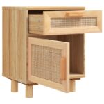 Tables de chevet 2 pcs Marron Bois pin massif et rotin naturel – Image 4