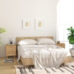 Tables de chevet 2 pcs Marron Bois pin massif et rotin naturel