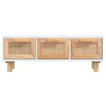 Table basse Blanc 80x40x30 cm Bois d'ingénierie et pin massif – Image 2