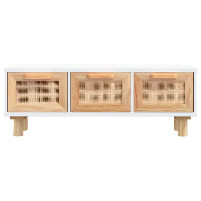 Table basse Blanc 80x40x30 cm Bois d'ingénierie et pin massif – Image 2