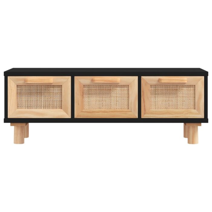 Table basse Noir 80x40x30 cm Bois d'ingénierie et pin massif – Image 2