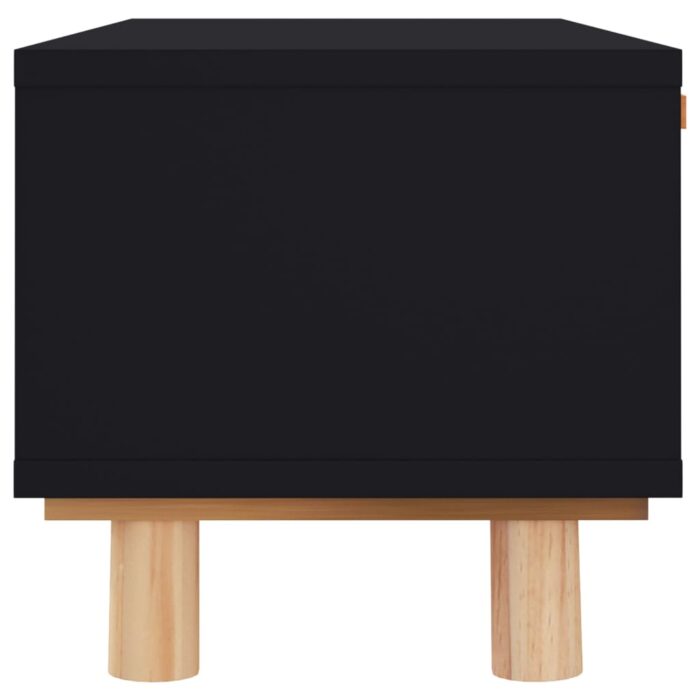 Table basse Noir 80x40x30 cm Bois d'ingénierie et pin massif – Image 3